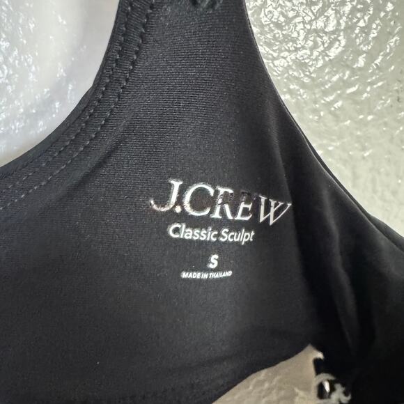 J.Crew Classic Sculpt Lana Bikini Top SZ S Black V-Neck Removable Pad Adjustable - Picture 5 of 9